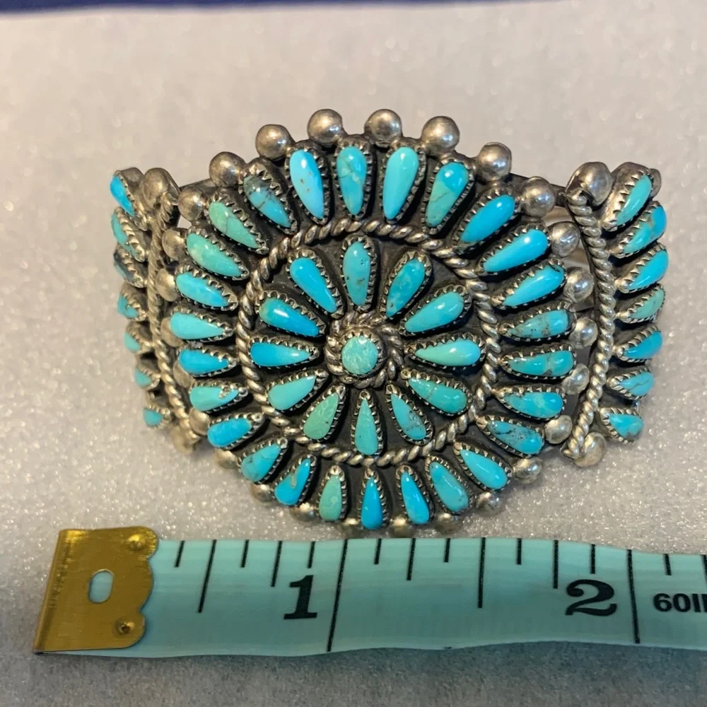 Navajo Turquoise Silver 925 Girls Bracelet Artist FM Begay - Picture 2 of 14
